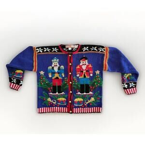 Vintage Cardigan Bay Hand Knit Cardigan Nutcracker Sweater Women’s Size Large